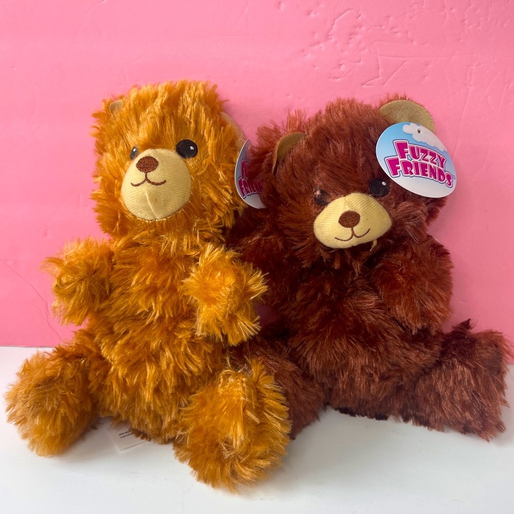 Fuzzy Friends Plush Bears lot of 2 Brown 8” Y2K.